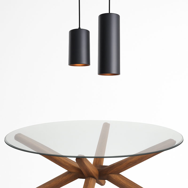 Suspension LED en forme de cylindre noir Vintage