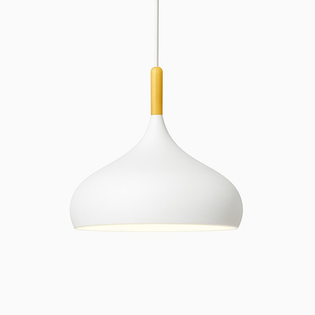 Suspension LED en métal coloré et baton en bois Nordic - vue 20 sur 29