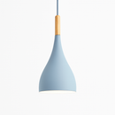 Suspension LED en métal coloré et baton en bois Nordic
