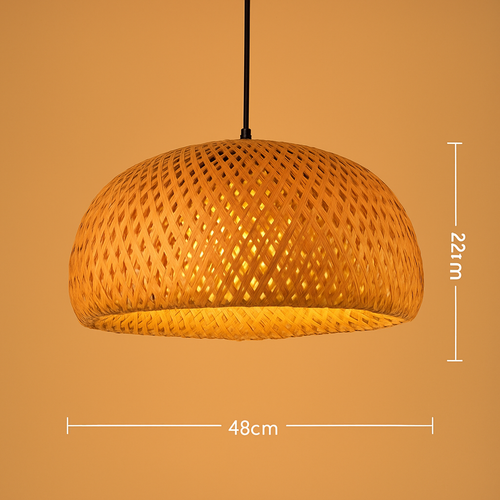 Suspension LED en rotin fait à la main rond chapeau de paille en bambou pastorale Vintage - vue 12 sur 17