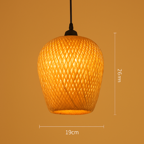 Suspension LED en rotin fait à la main rond chapeau de paille en bambou pastorale Vintage - vue 13 sur 17