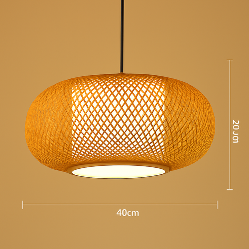 Suspension LED en rotin fait à la main rond chapeau de paille en bambou pastorale Vintage - vue 15 sur 17