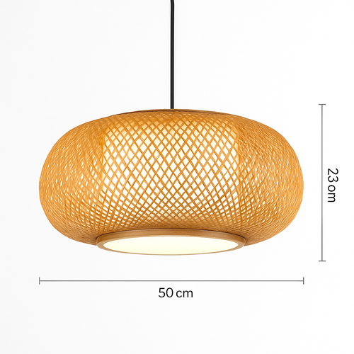 Suspension LED en rotin fait à la main rond chapeau de paille en bambou pastorale Vintage - vue 16 sur 17