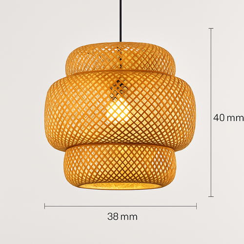Suspension LED en rotin fait à la main rond chapeau de paille en bambou pastorale Vintage - vue 18 sur 17