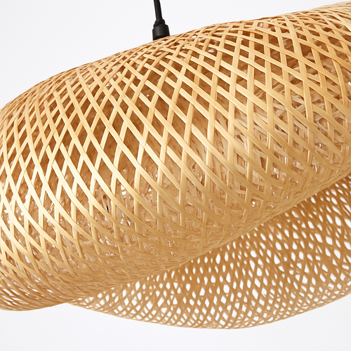 Suspension LED en rotin fait à la main rond chapeau de paille en bambou pastorale Vintage - vue 7 sur 17