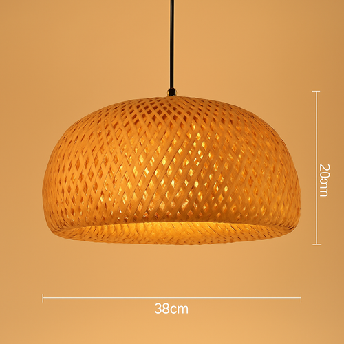 Suspension LED en rotin fait à la main rond chapeau de paille en bambou pastorale Vintage - vue 11 sur 17