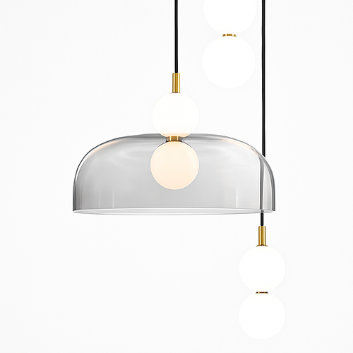 Suspension LED en verre au design nordique gris fumé