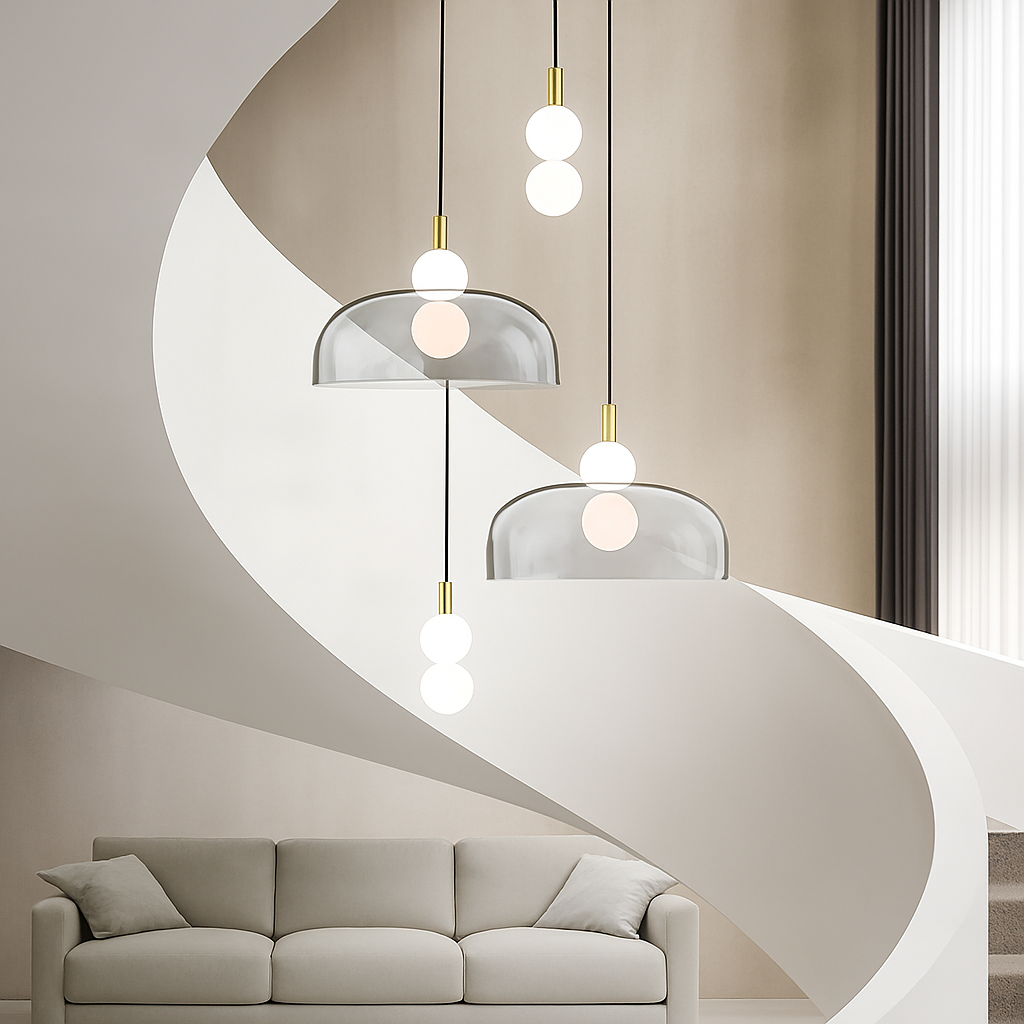 Suspension LED en verre au design nordique gris fumé - vue 4 sur 15