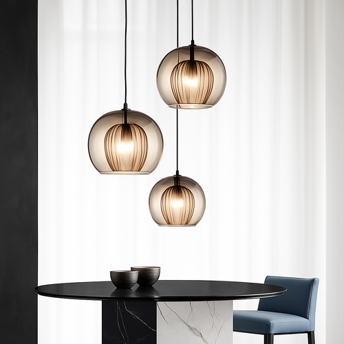 Suspension LED en verre au design nordique gris fumé - vue 3 sur 15