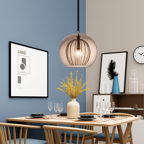 Suspension LED en verre au design nordique gris fumé - vue 4 sur 15