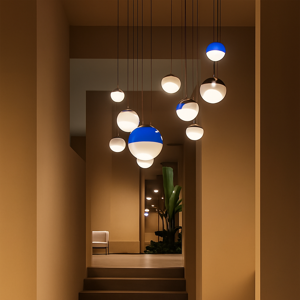 suspension LED en verre design nordique pour hôtel ou chambre - vue 6 sur 12