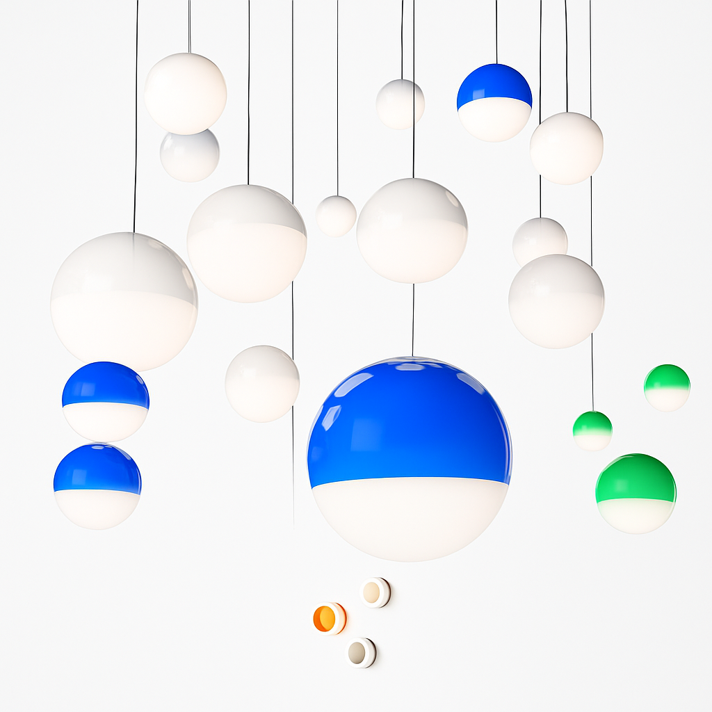 suspension LED en verre design nordique pour hôtel ou chambre - vue 7 sur 12