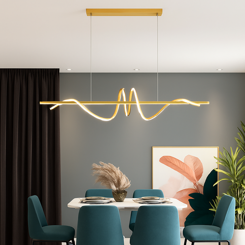 Curved LED pendant light nordic design for kitchen and bar minimalist-9091270967642 - vue 5 sur 10