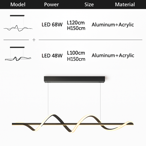 Curved LED pendant light nordic design for kitchen and bar minimalist-9091270967642 - vue 7 sur 10