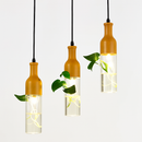 suspension led industrielle en bois et verre pour plantes