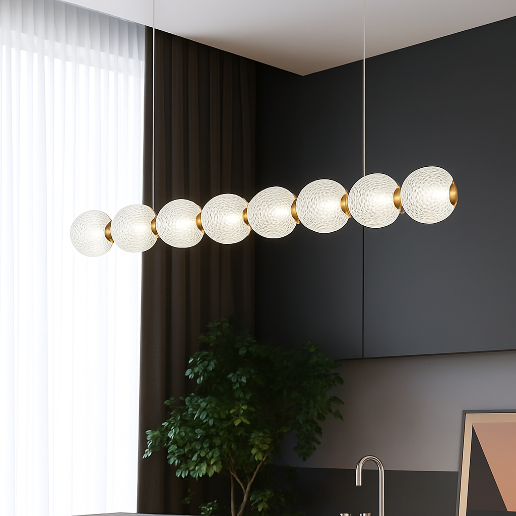 suspension led minimaliste en boule acrylique hauteur réglable - vue 5 sur 7