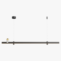 suspension led minimaliste moderne en acier brossé noir