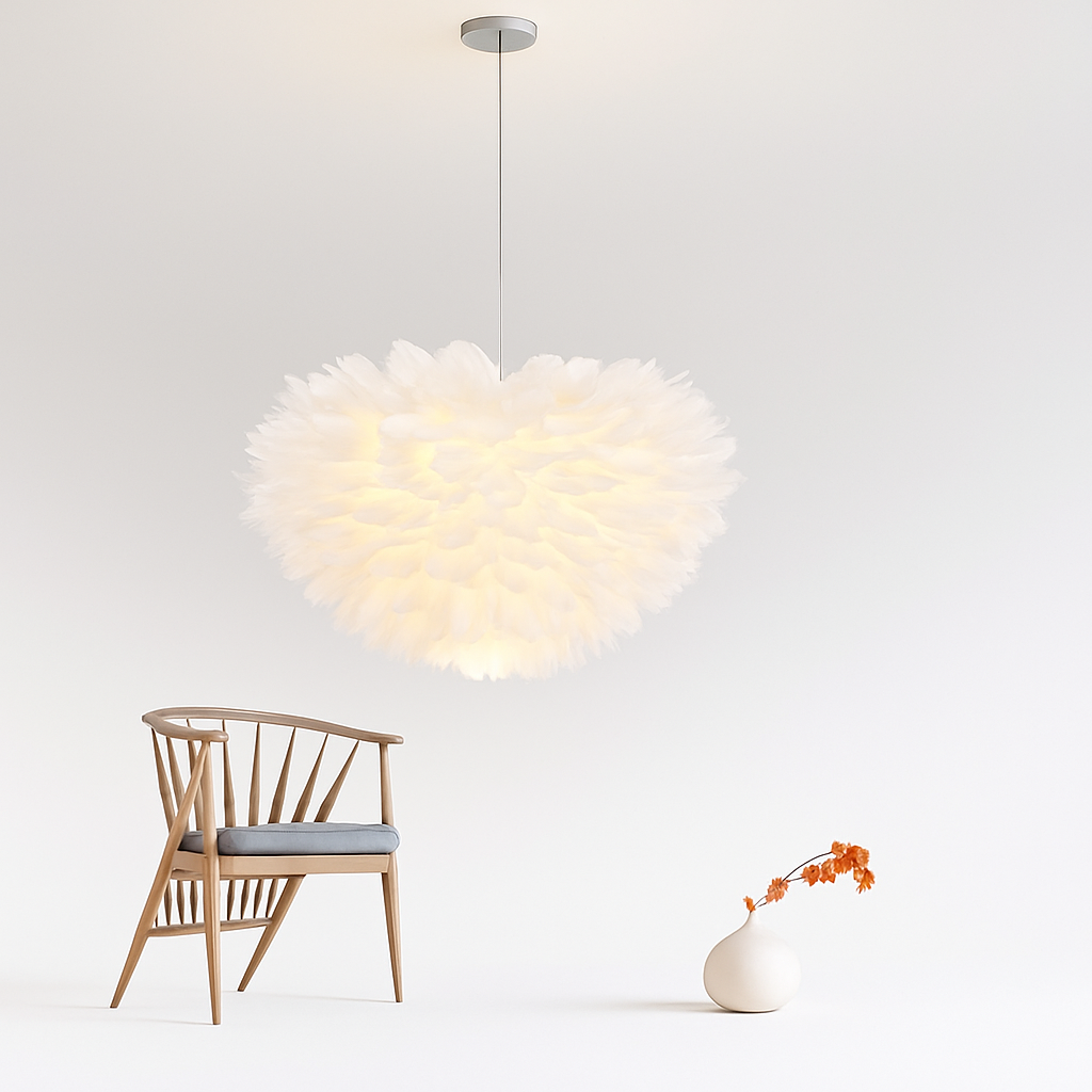Suspension LED moderne fleurie blanche - vue 4 sur 5