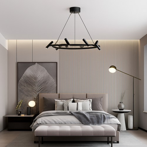 suspension led nordique en métal noir rotative pour intérieur