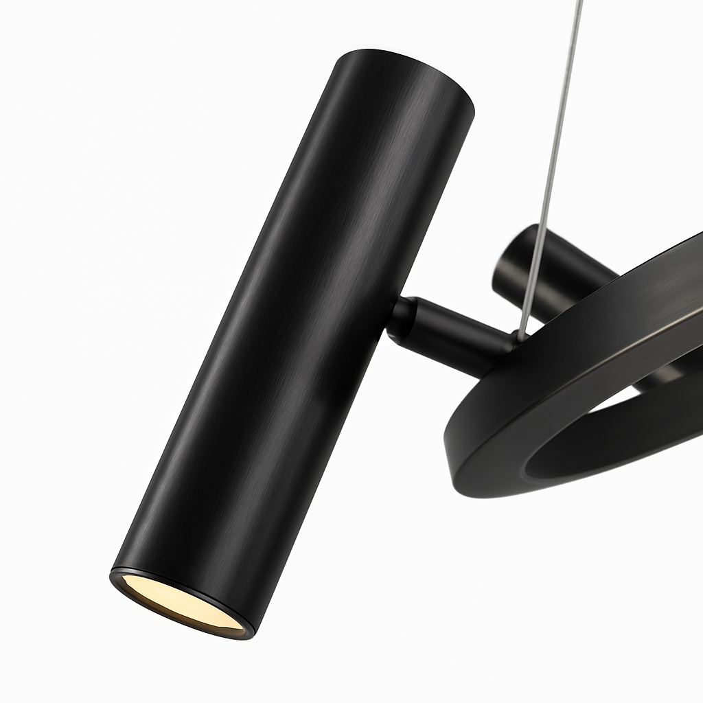 suspension led nordique en métal noir rotative pour intérieur - vue 7 sur 10