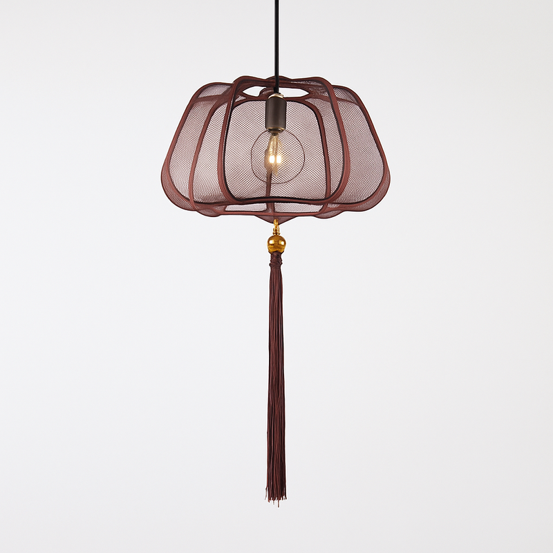 Suspension LED style chinois en tissu