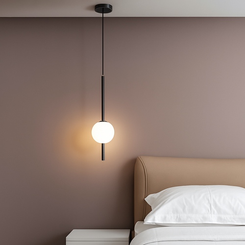 Suspension LED tube doré et boule - vue 5 sur 12