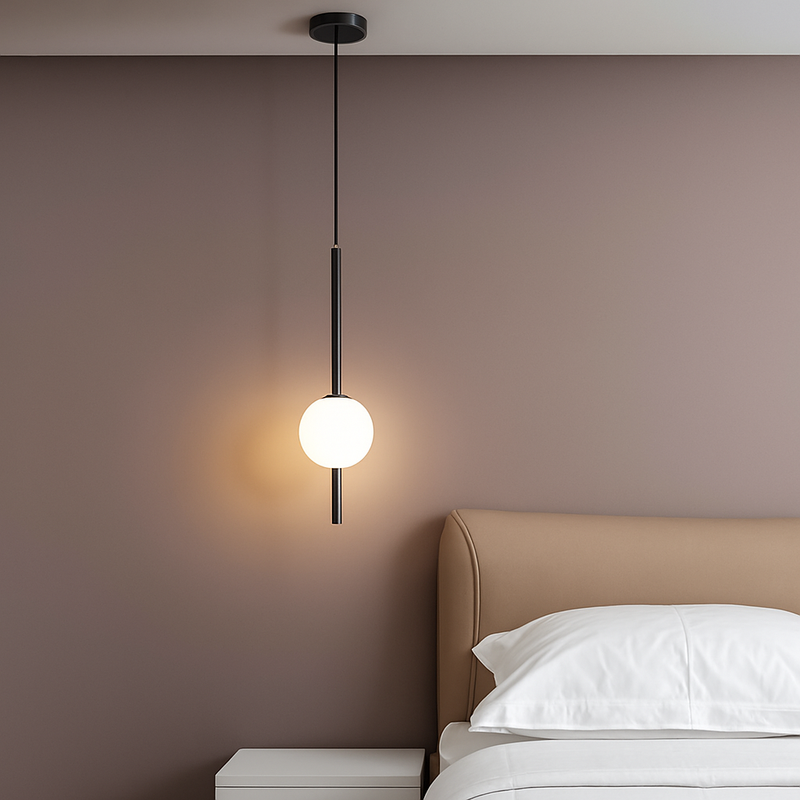 Suspension LED tube doré et boule
