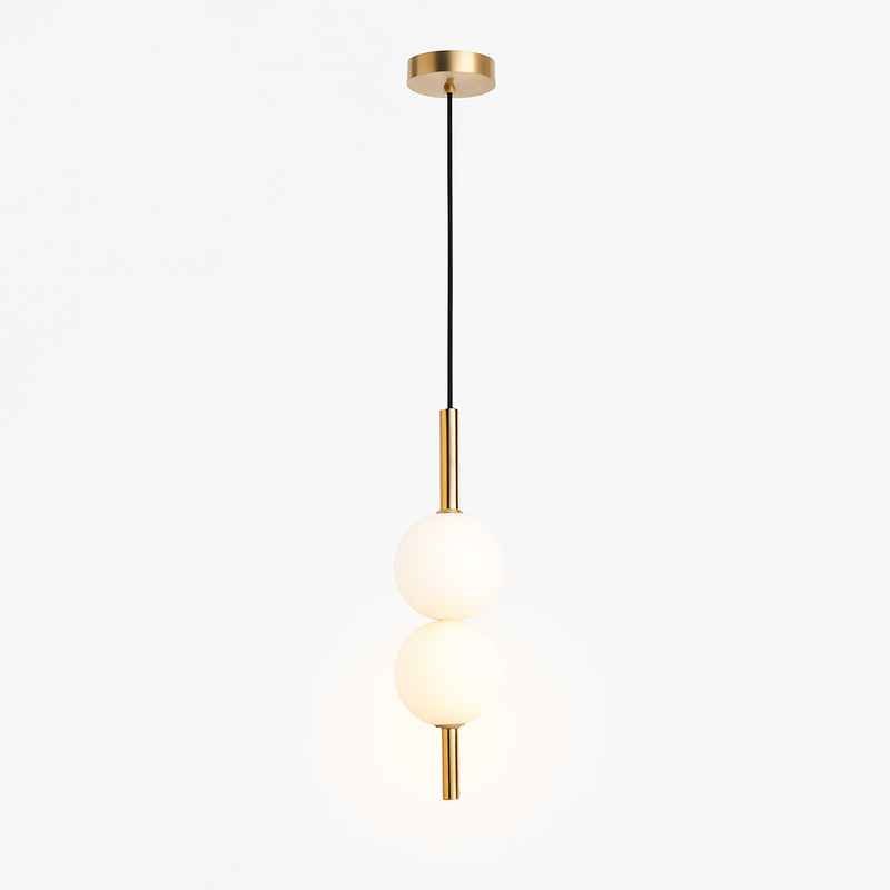 Suspension LED tube doré et boule