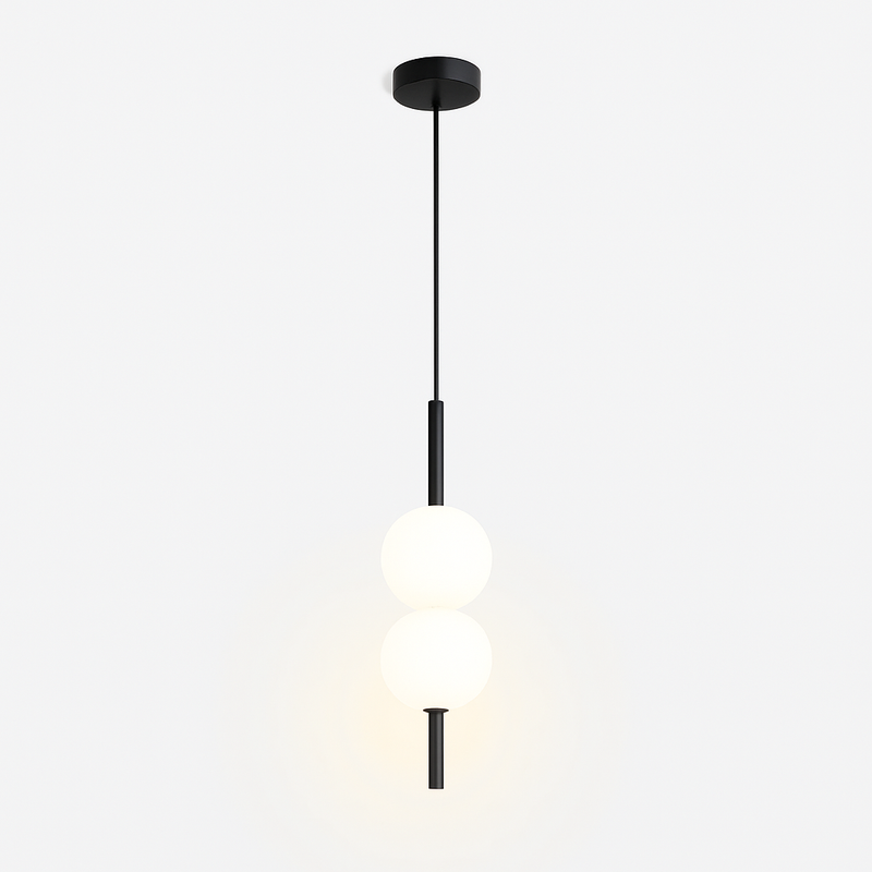 Suspension LED tube doré et boule