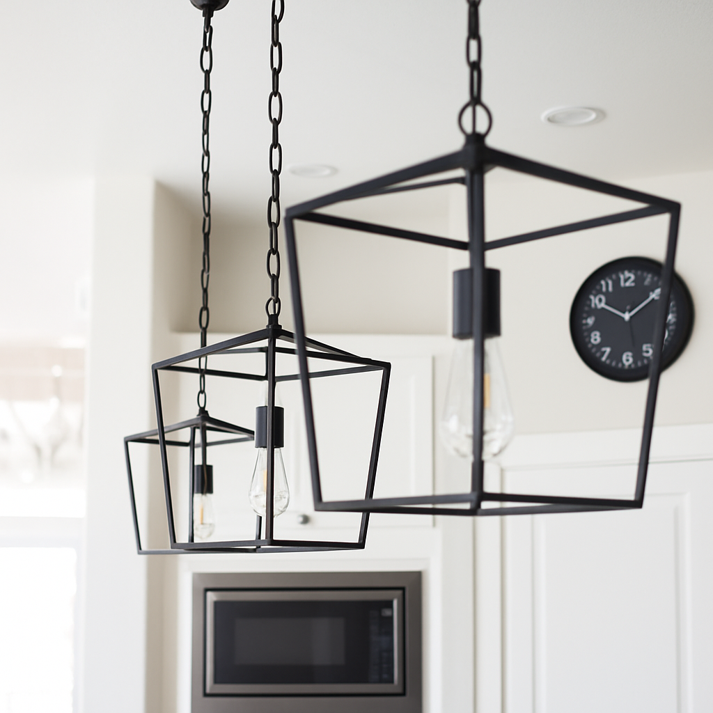 Suspension LED Vintage Loft Lanterne Suspension Hauteur Réglable Luminaire En Fer Pour Restaurant Cuisine Lumières Noires - vue 4 sur 7