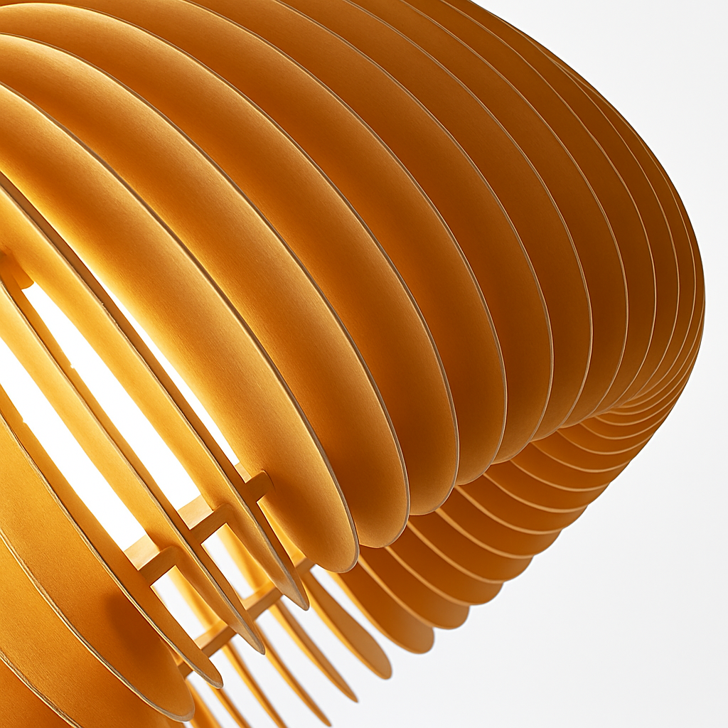 suspension lustre citrouille en bois naturel nordique éclairage - vue 7 sur 15