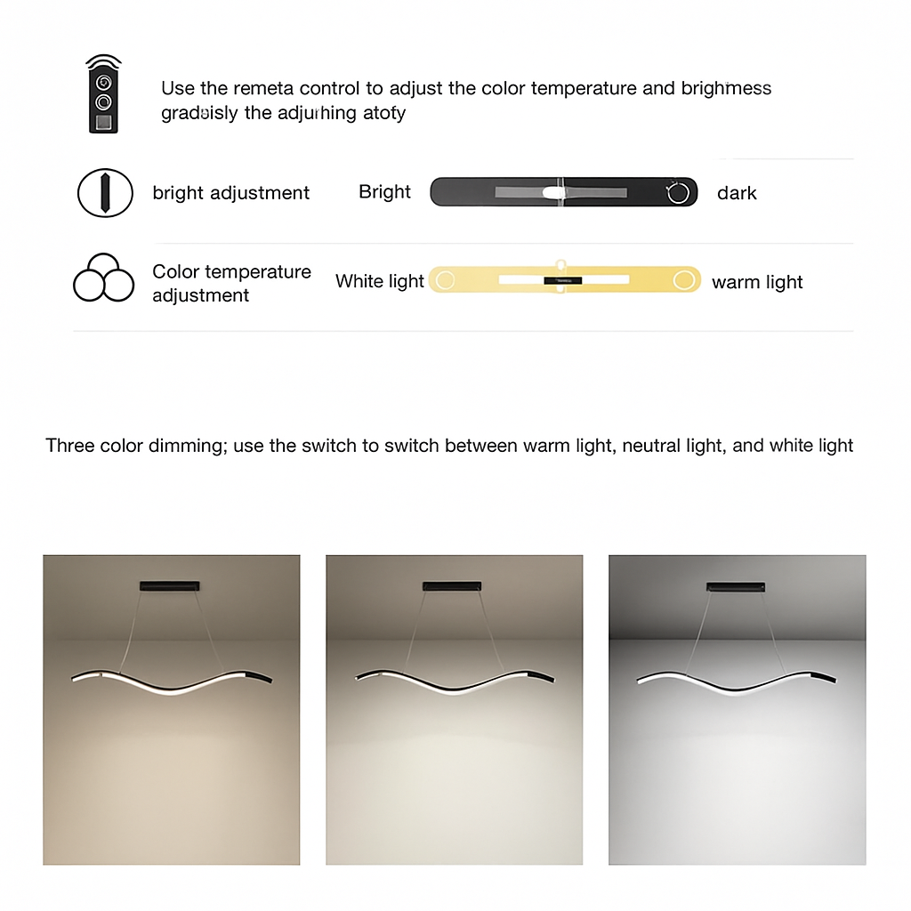 suspension minimaliste en aluminium fer lumière led lustre - vue 6 sur 10