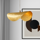 Minimalist copper pendant light with adjustable brass gold wire