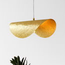 Minimalist copper pendant light with adjustable brass gold wire