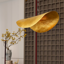 Minimalist copper pendant light with adjustable brass gold wire