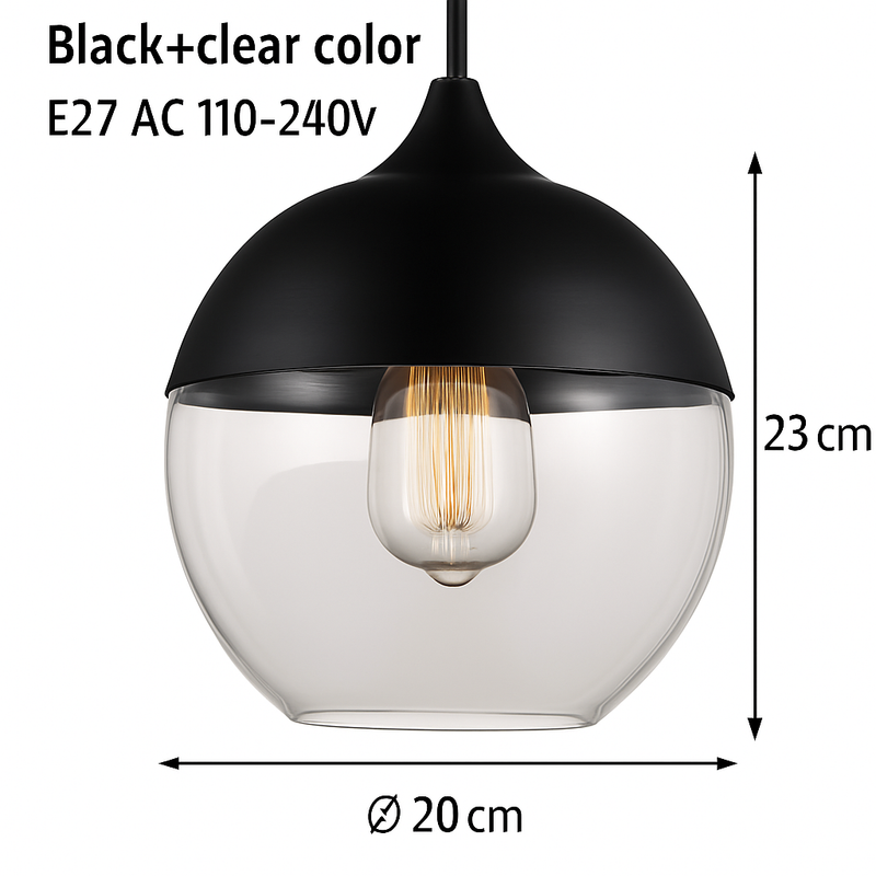 Suspension moderne design en verre et métal Loft
