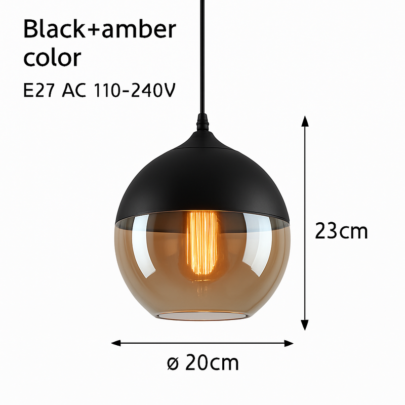 Suspension moderne design en verre et métal Loft