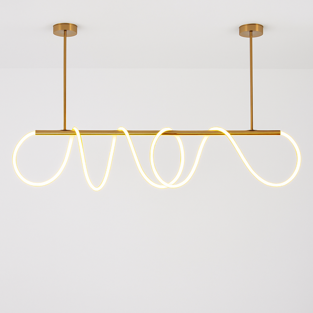 suspension moderne design long tube lumineux flexible pour espace contemporain - vue 3 sur 22