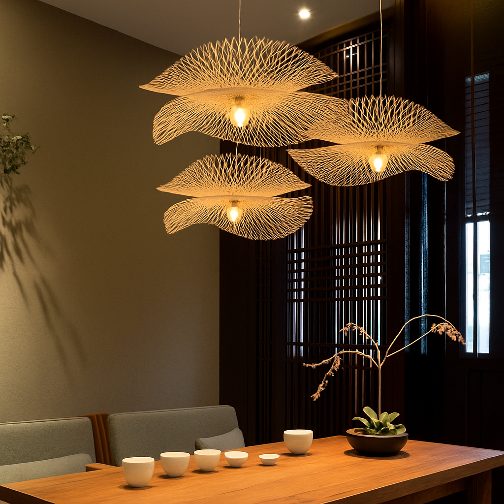 suspension moderne en bambou pour décoration intérieure artisanale - vue 7 sur 6
