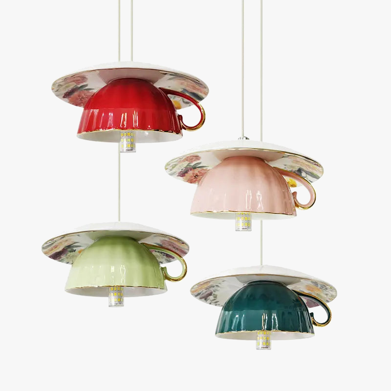 suspension moderne en céramique led théière pour cuisine