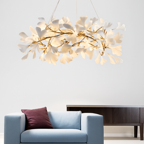 suspension moderne en forme de feuilles d'acrylique avec cordon réglable