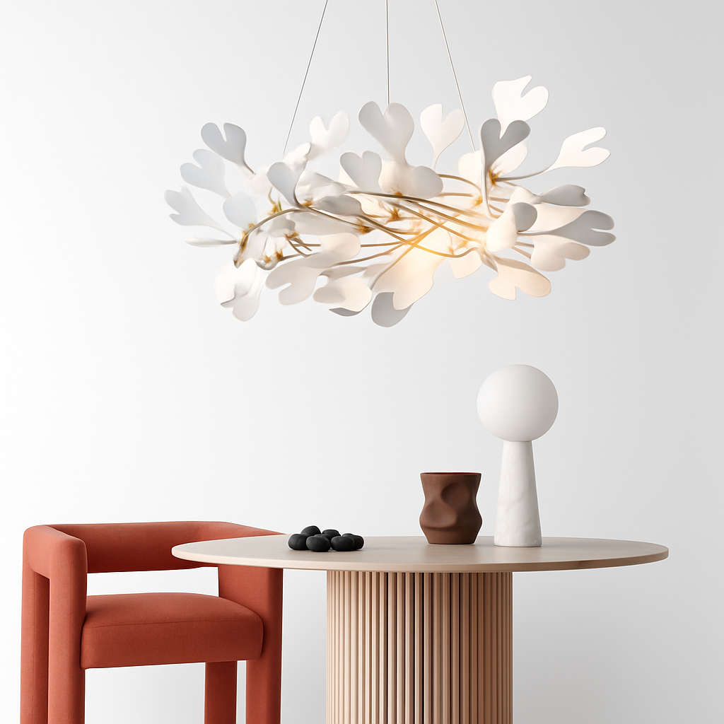 suspension moderne en forme de feuilles d'acrylique avec cordon réglable - vue 6 sur 10