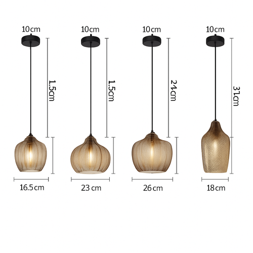 Suspension moderne en verre fumé (plusieurs formes) Guezra