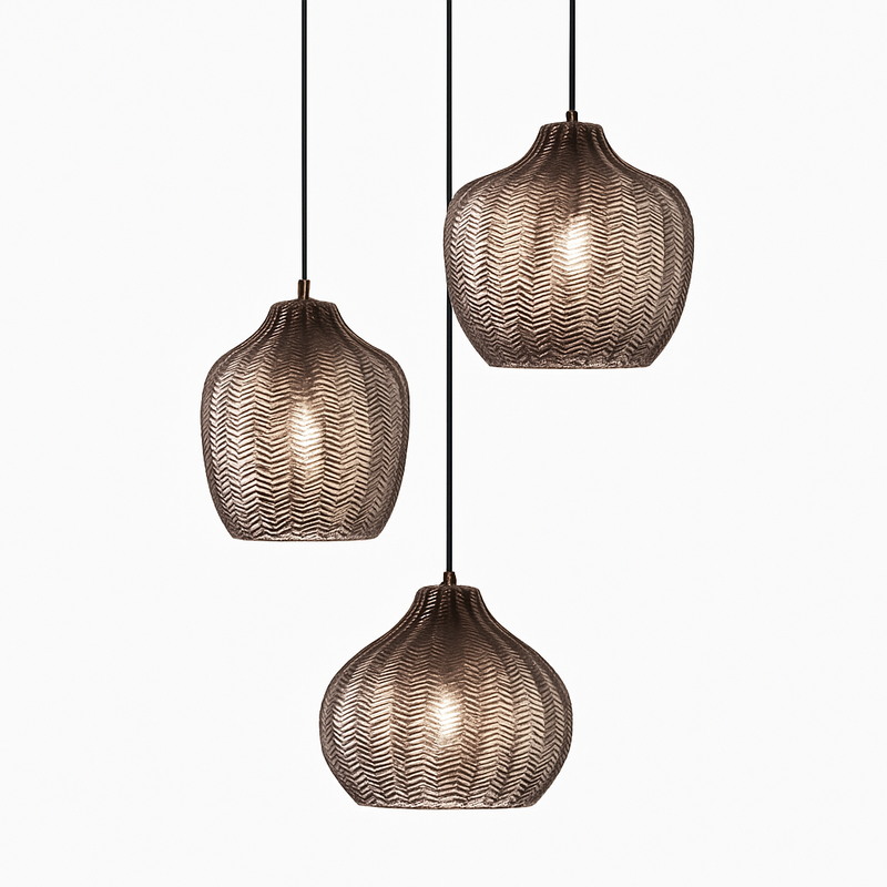 Suspension moderne en verre fumé (plusieurs formes) Guezra