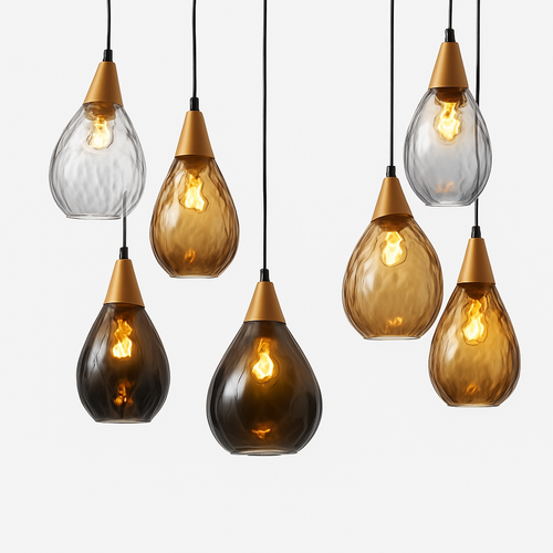 suspension moderne en verre gouttelettes d'eau luminaire décoratif