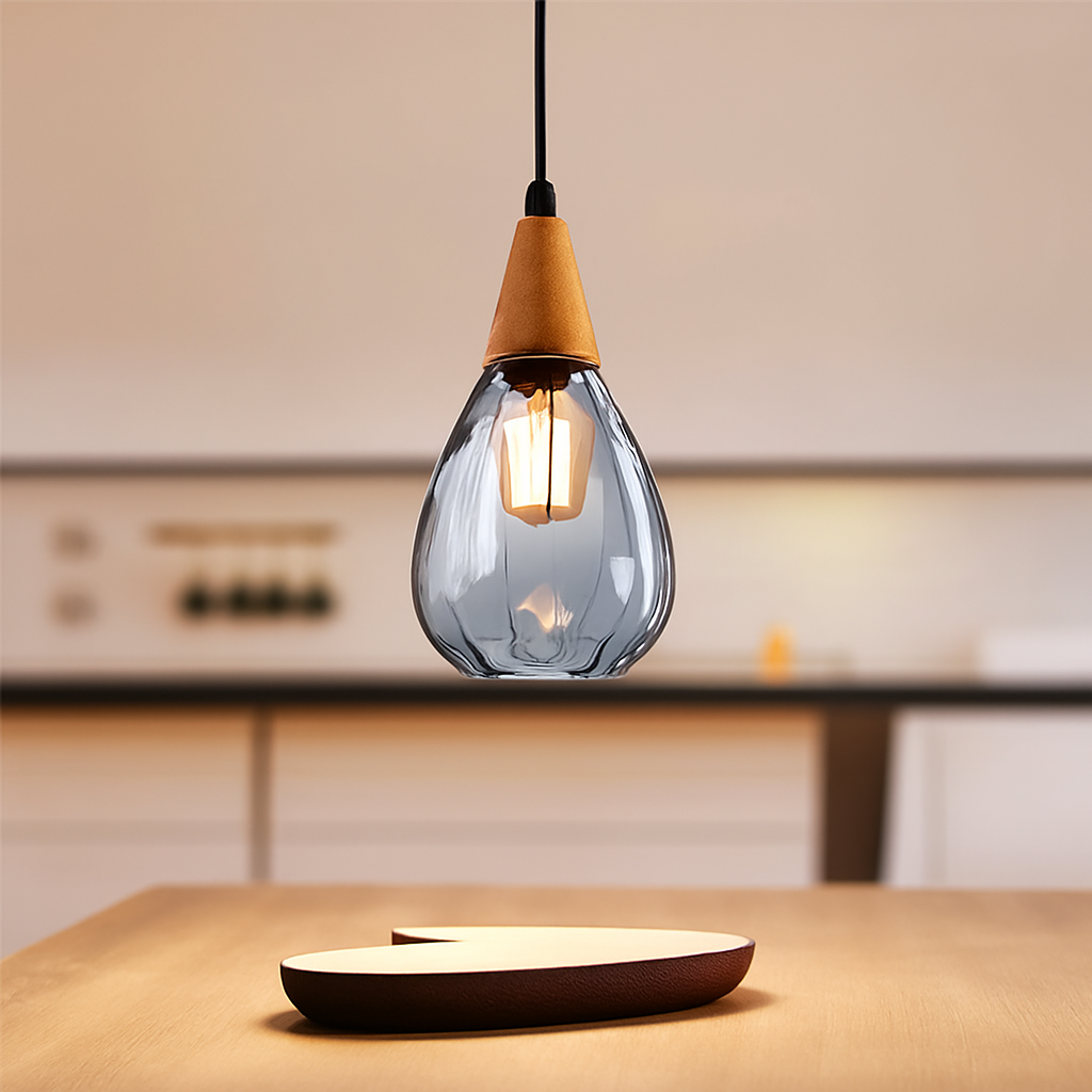 suspension moderne en verre gouttelettes d'eau luminaire décoratif - vue 5 sur 9