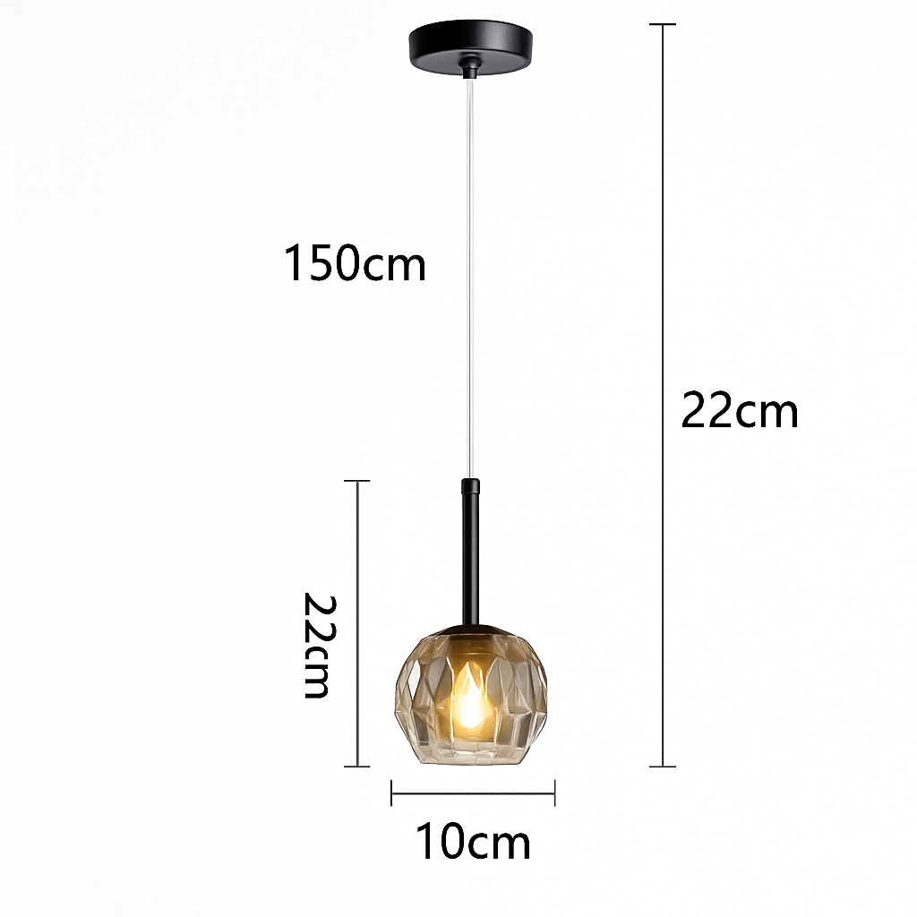 Suspension moderne LED avec abat-jour en cristal Ansley - vue 8 sur 10