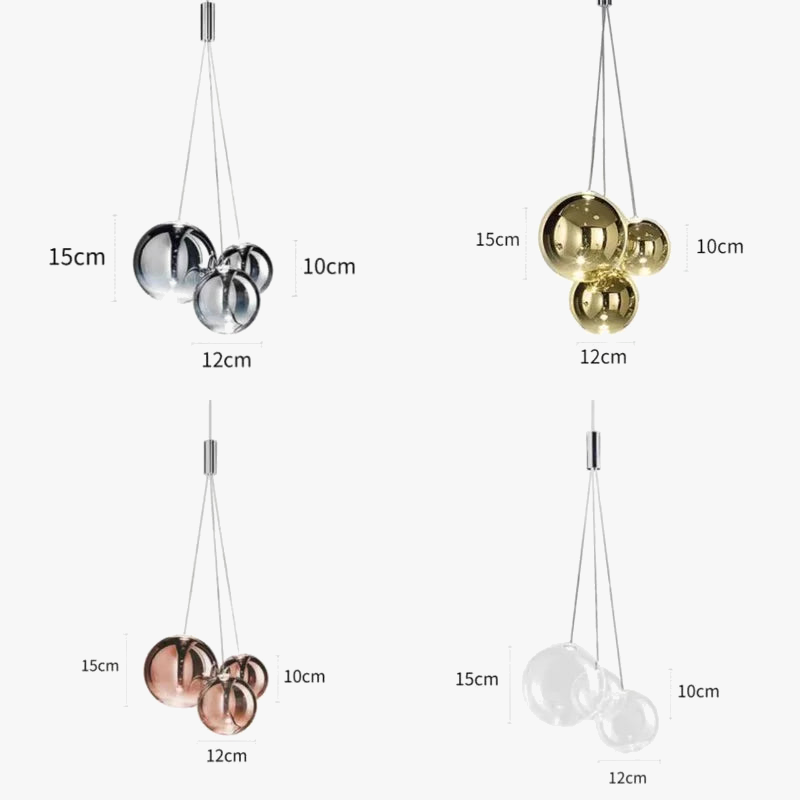 suspension moderne led boule de verre design chrome