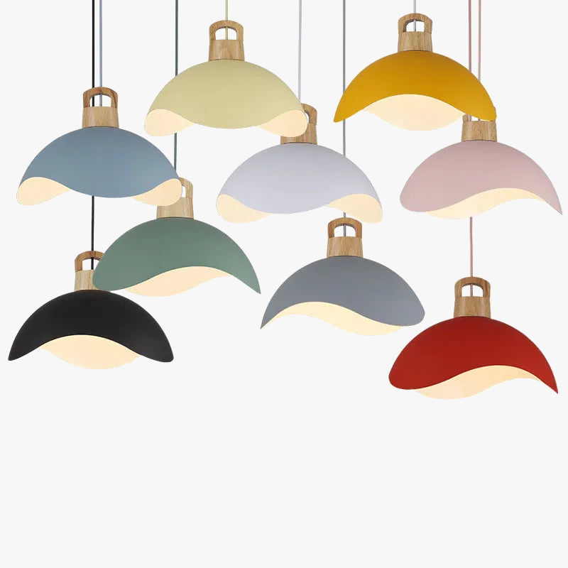 suspension moderne nordique en bois et aluminium éclairage décoratif