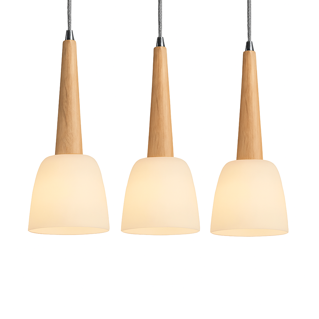 suspension modernes en bois gzmj avec support led - vue 7 sur 10